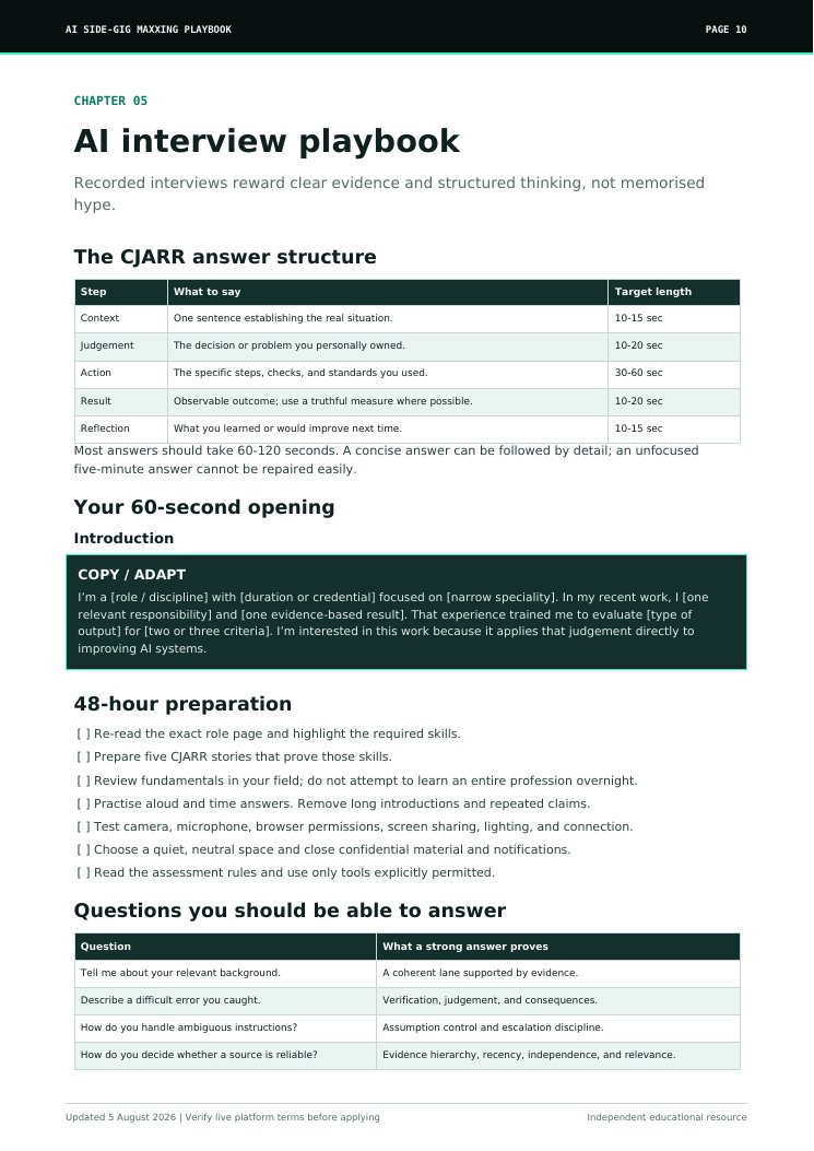 AI interview preparation chapter from the assessment kit
